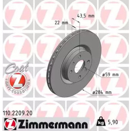 Stabdžių diskas  ZIMMERMANN 110.2209.20