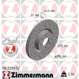 Stabdžių diskas  ZIMMERMANN 110.2209.52