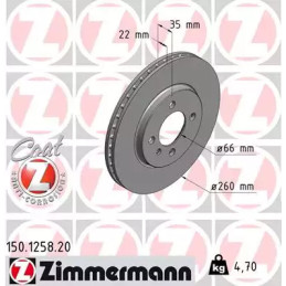 Stabdžių diskas  ZIMMERMANN 150.1258.20