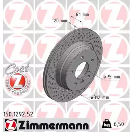 Stabdžių diskas  ZIMMERMANN 150.1292.52