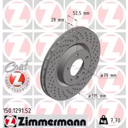 Stabdžių diskas  ZIMMERMANN 150.1291.52