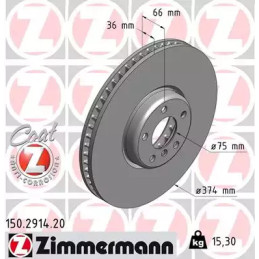Stabdžių diskas  ZIMMERMANN 150.2914.20