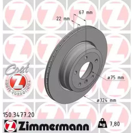 Stabdžių diskas  ZIMMERMANN 150.3477.20