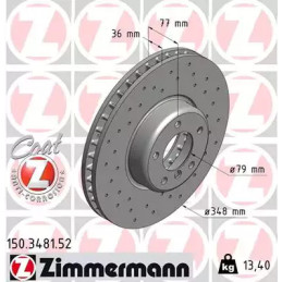 Stabdžių diskas  ZIMMERMANN 150.3481.52