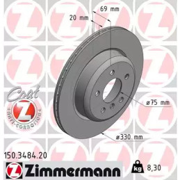 Stabdžių diskas  ZIMMERMANN 150.3484.20