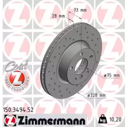 Stabdžių diskas  ZIMMERMANN 150.3494.52