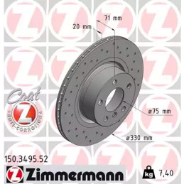 Stabdžių diskas  ZIMMERMANN 150.3495.52