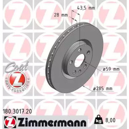 Stabdžių diskas  ZIMMERMANN 180.3017.20