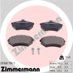 Diskinių stabdžių trinkelių rinkinys  ZIMMERMANN 20168.190.1