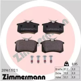 Diskinių stabdžių trinkelių rinkinys  ZIMMERMANN 20961.172.1