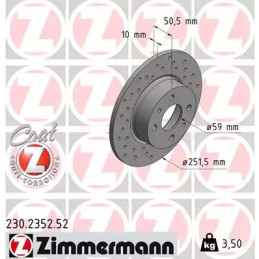 Stabdžių diskas  ZIMMERMANN 230.2352.52