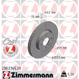 Stabdžių diskas  ZIMMERMANN 230.2365.20