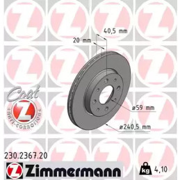 Stabdžių diskas  ZIMMERMANN 230.2367.20