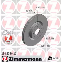 Stabdžių diskas  ZIMMERMANN 230.2370.20