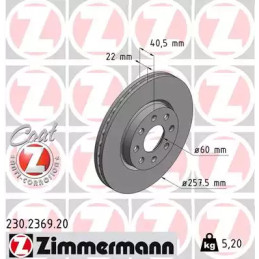 Stabdžių diskas  ZIMMERMANN 230.2369.20