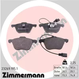 Diskinių stabdžių trinkelių rinkinys  ZIMMERMANN 23269.195.1