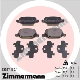 Diskinių stabdžių trinkelių rinkinys  ZIMMERMANN 23517.160.1