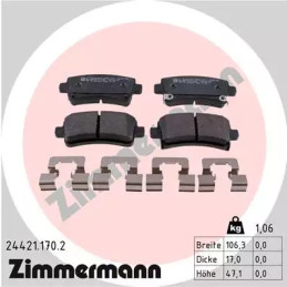 Diskinių stabdžių trinkelių rinkinys  ZIMMERMANN 24421.170.2