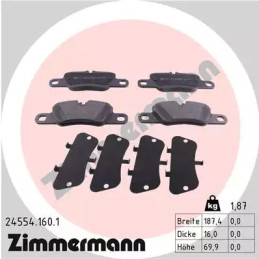 Diskinių stabdžių trinkelių rinkinys  ZIMMERMANN 24554.160.1