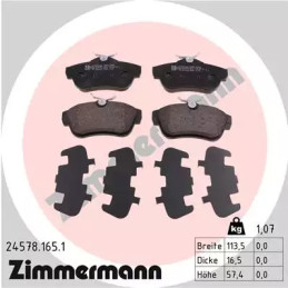 Diskinių stabdžių trinkelių rinkinys  ZIMMERMANN 24578.165.1