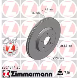 Stabdžių diskas  ZIMMERMANN 250.1344.20