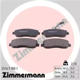 Diskinių stabdžių trinkelių rinkinys  ZIMMERMANN 25147.180.1