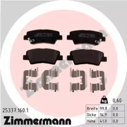 Diskinių stabdžių trinkelių rinkinys  ZIMMERMANN 25337.160.1