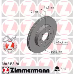 Stabdžių diskas  ZIMMERMANN 280.3153.20