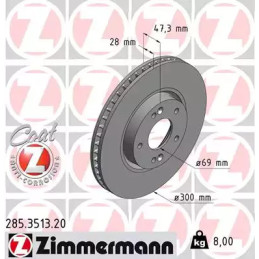 Stabdžių diskas  ZIMMERMANN 285.3513.20