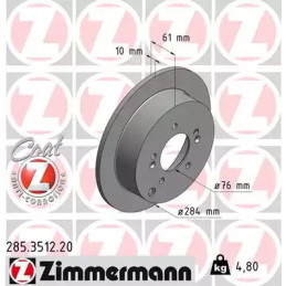 Stabdžių diskas  ZIMMERMANN 285.3512.20