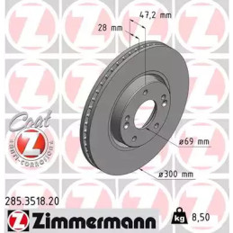 Stabdžių diskas  ZIMMERMANN 285.3518.20