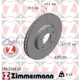 Stabdžių diskas  ZIMMERMANN 290.2260.20