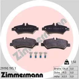 Diskinių stabdžių trinkelių rinkinys  ZIMMERMANN 29190.195.1