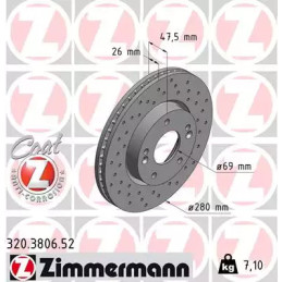 Stabdžių diskas  ZIMMERMANN 320.3806.52