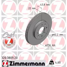 Stabdžių diskas  ZIMMERMANN 320.3809.20