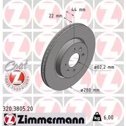 Stabdžių diskas  ZIMMERMANN 320.3805.20