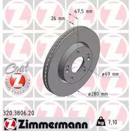 Stabdžių diskas  ZIMMERMANN 320.3806.20