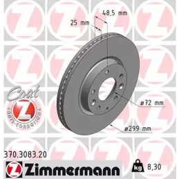 Stabdžių diskas  ZIMMERMANN 370.3083.20