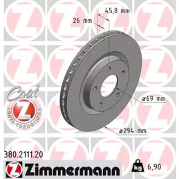 Stabdžių diskas  ZIMMERMANN 380.2111.20