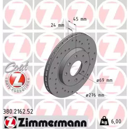 Stabdžių diskas  ZIMMERMANN 380.2162.52