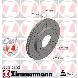 Stabdžių diskas  ZIMMERMANN 380.2169.52