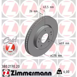 Stabdžių diskas  ZIMMERMANN 380.2170.20