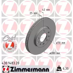 Stabdžių diskas  ZIMMERMANN 430.1483.20