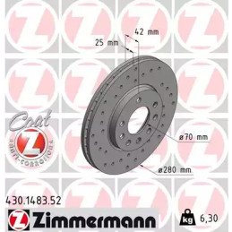 Stabdžių diskas  ZIMMERMANN 430.1483.52