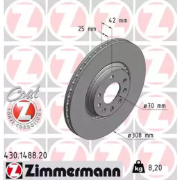 Stabdžių diskas  ZIMMERMANN 430.1488.20