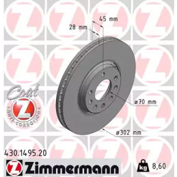 Stabdžių diskas  ZIMMERMANN 430.1495.20