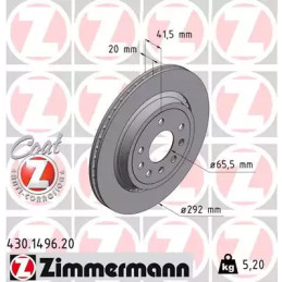 Stabdžių diskas  ZIMMERMANN 430.1496.20