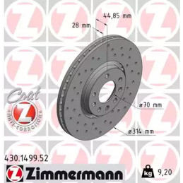 Stabdžių diskas  ZIMMERMANN 430.1499.52