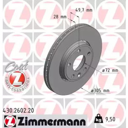 Stabdžių diskas  ZIMMERMANN 430.2602.20