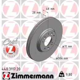 Stabdžių diskas  ZIMMERMANN 440.3117.20